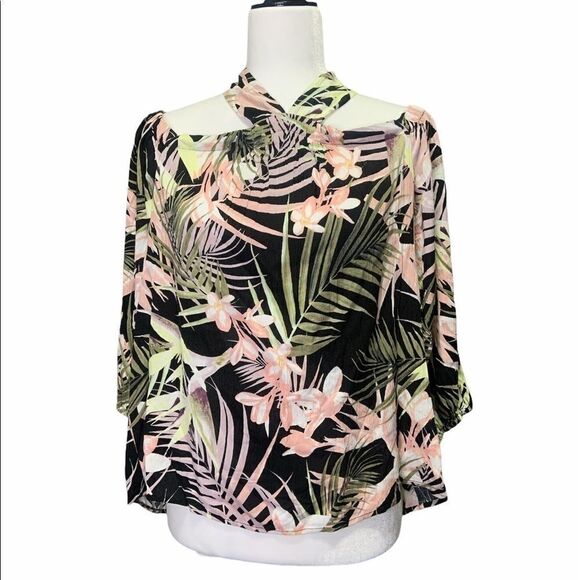 𝅺cece Tropical Off The Shoulder Halter Long Sleeve - Picture 8 of 12